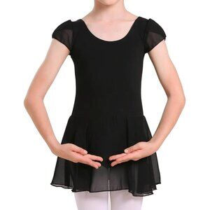 Toddler Girls Petal Sleeve Skirted Leotard Black XS